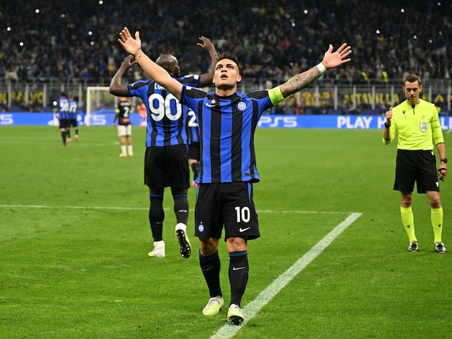 Lautaro Martínez de l'Inter de Milà celebra el seu primer gol el 16 de maig de 2023