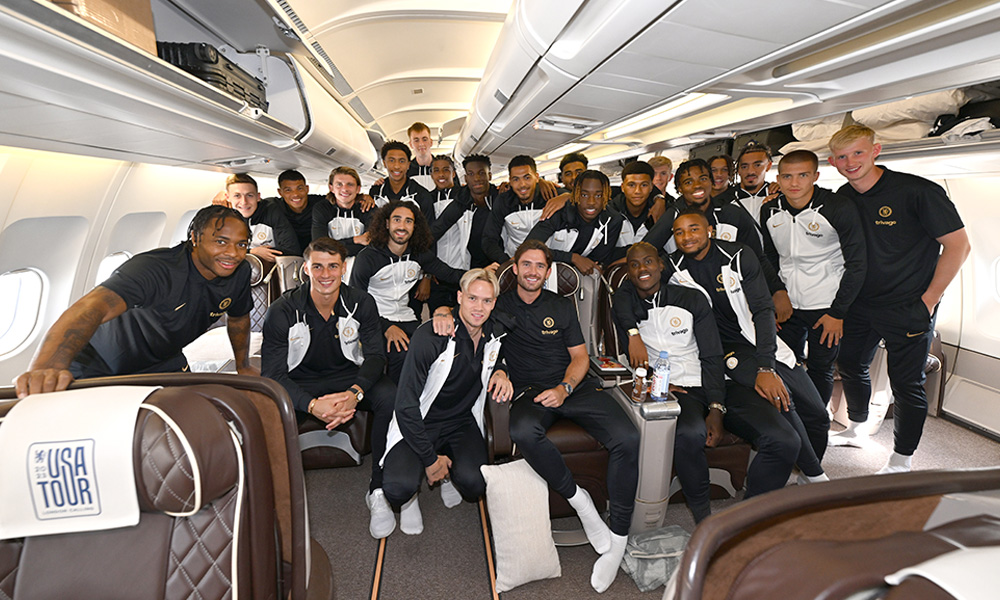Chelsea Team On Flight EUA
