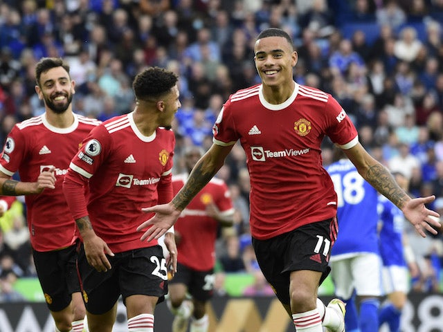 Mason Greenwood del Manchester United celebra el seu primer gol el 16 d'octubre de 2021