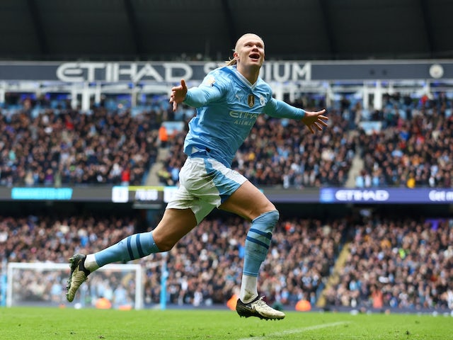 Erling Haaland del Manchester City celebra el seu primer gol el 10 de febrer de 2024