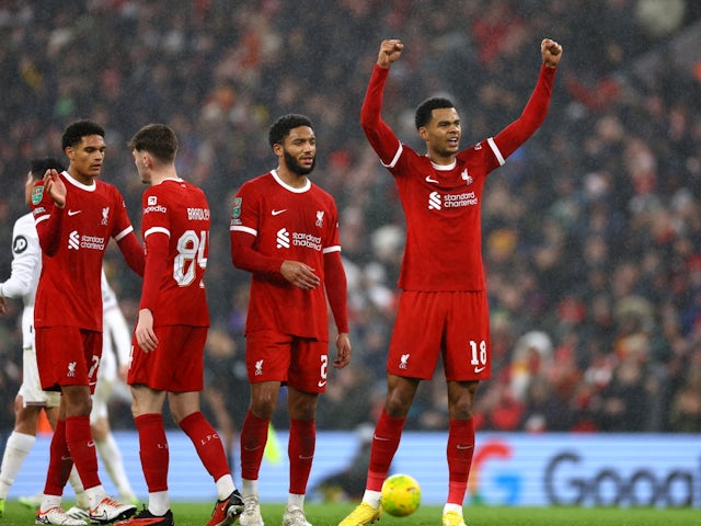 Cody Gakpo del Liverpool celebra el seu tercer gol el 20 de desembre de 2023