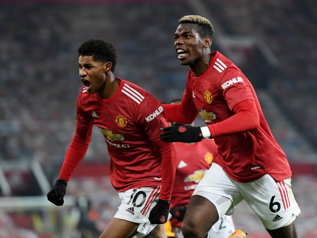 Marcus Rashford celebra el gol del Manchester United contra el Wolverhampton Wanderers a la Premier League el 29 de desembre de 2020