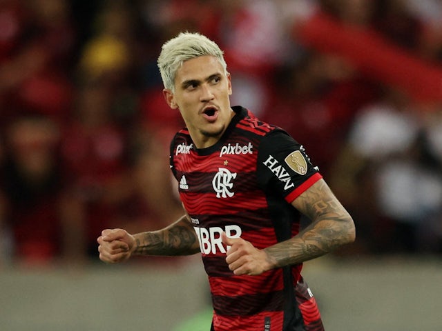 Pedro celebra el gol del Flamengo el 7 de setembre de 2022