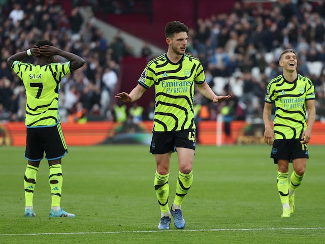 Declan Rice de l'Arsenal celebra el seu sisè gol l'11 de febrer de 2024