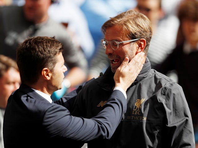 L'exentrenador del Tottenham Hotspur Mauricio Pochettino i l'entrenador del Liverpool Jurgen Klopp el 15 de setembre de 2018