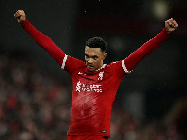 El Trent Alexander-Arnold de Liverpool celebra el 3 de desembre de 2023