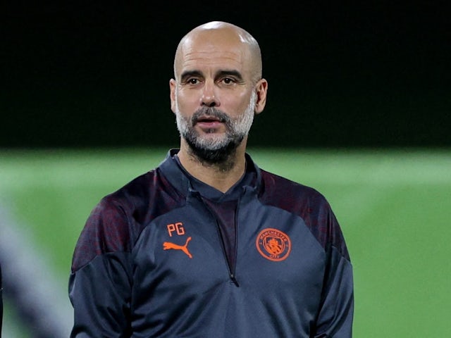 L'entrenador del Manchester City, Pep Guardiola, durant l'entrenament del 18 de desembre de 2023