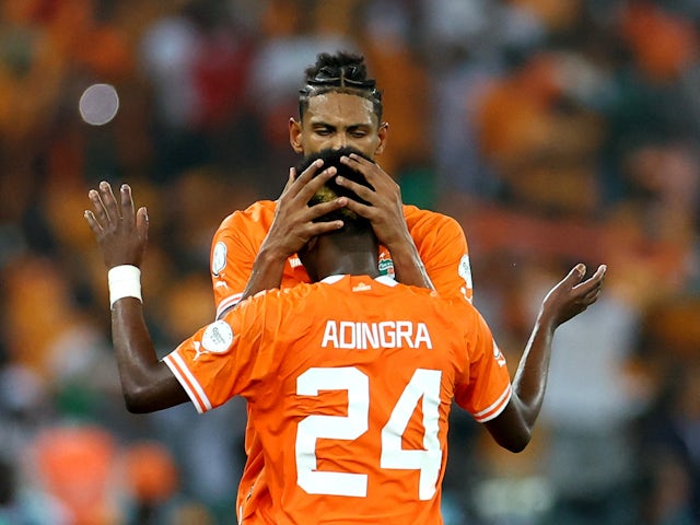 Sebastien Haller de Costa d'Ivori celebra el gol contra Nigèria l'11 de febrer de 2024