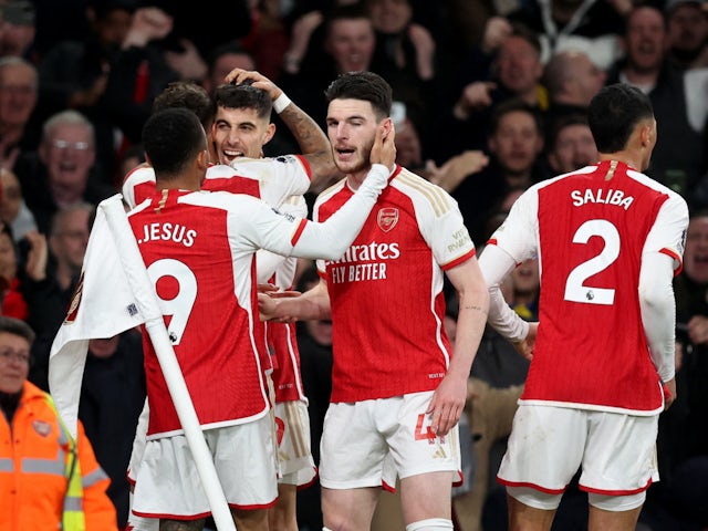 Kai Havertz de l'Arsenal celebra el seu segon gol el 9 de març de 2024