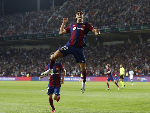 El barcelonista Joao Félix celebra el gol contra el Real Betis el 16 de setembre de 2023