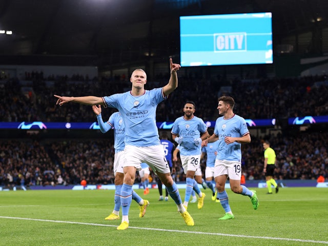 Erling Braut Haaland del Manchester City celebra el gol contra Copenhaguen el 5 d'octubre de 2022