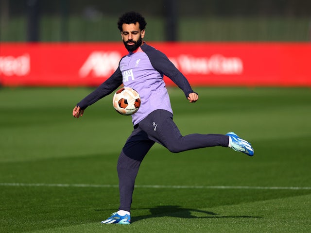 Mohamed Salah fotografiat a l'entrenament de Liverpool el març del 2024