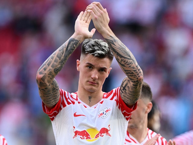 Benjamin Sesko de l'RB Leipzig el 13 d'abril de 2024