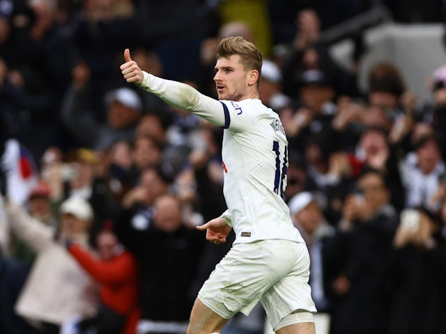 Timo Werner celebra el gol del Tottenham Hotspur el 2 de març de 2024